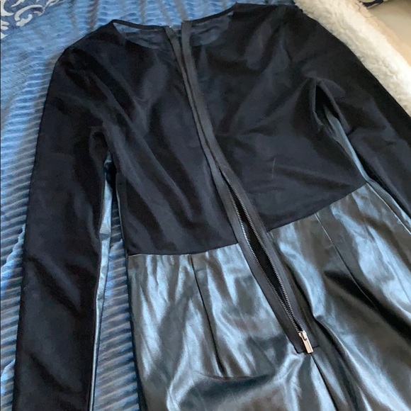 BCBG MaxAzria Jillea faux leather dress with mesh - Picture 4 of 8